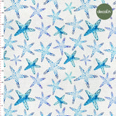 Sulu Boya el Çizimi Deniz Yıldızı Desenli Dijital Baskılı Kumaş